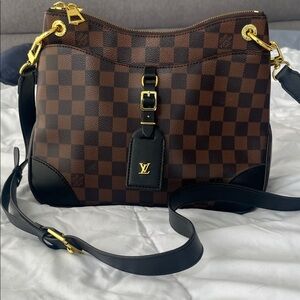 Louis Vuitton Brown Damier Ebene Crossbody with Black Trim & Gold Hardware
